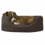 Small Dog Bed Terry & Suede Oval Lounger W/ Removable Washable Cover - Espresso, Small